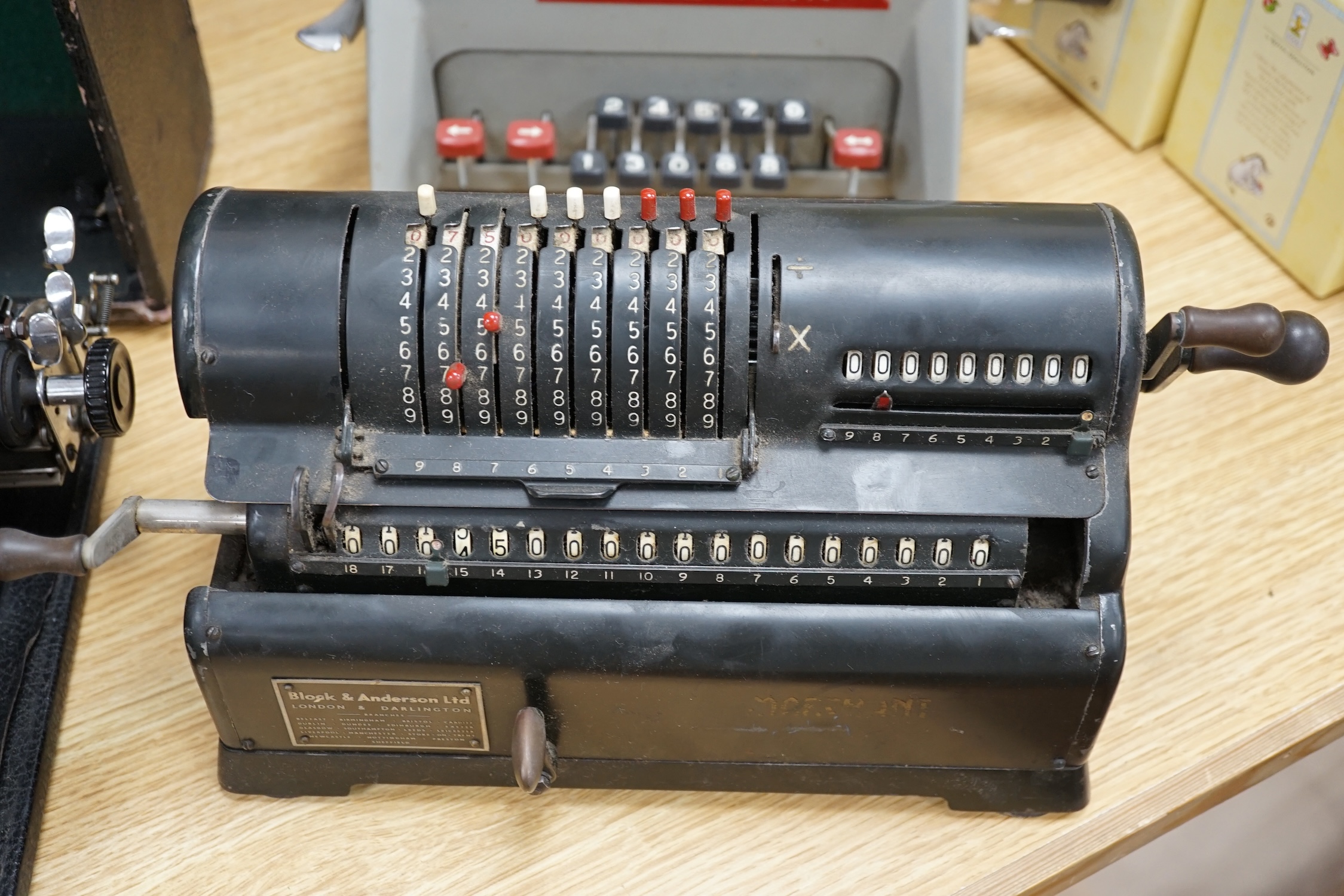 Two vintage calculators/adding machines and an Imperial Typewriter, in case. Condition - fair